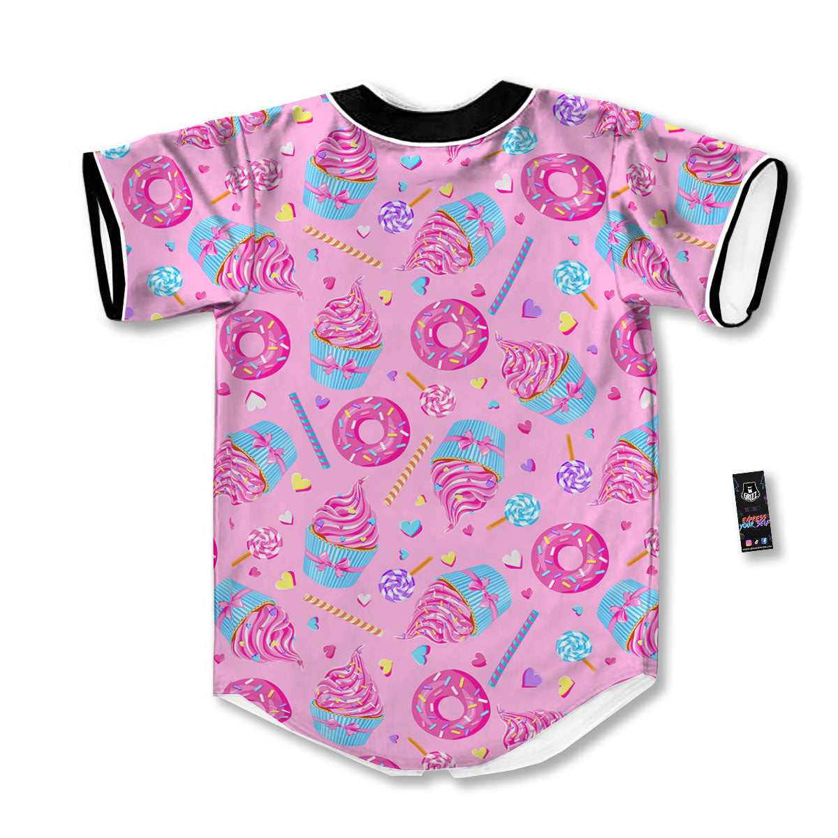 Cupcake Pink Print Pattern Baseball Jersey-grizzshop