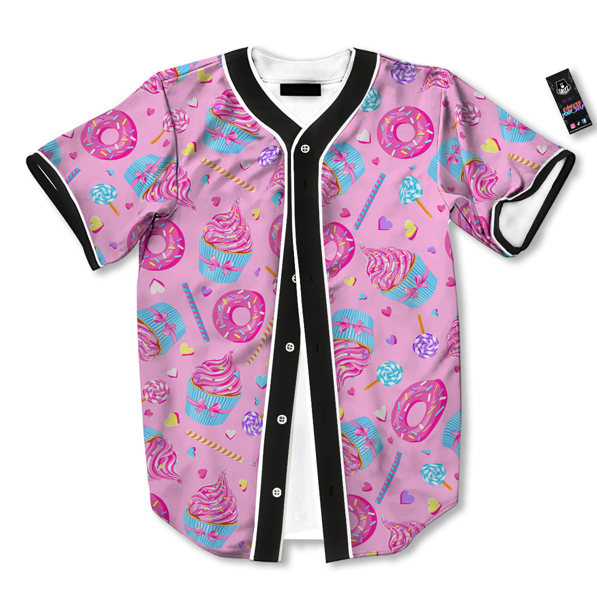 Cupcake Pink Print Pattern Baseball Jersey-grizzshop
