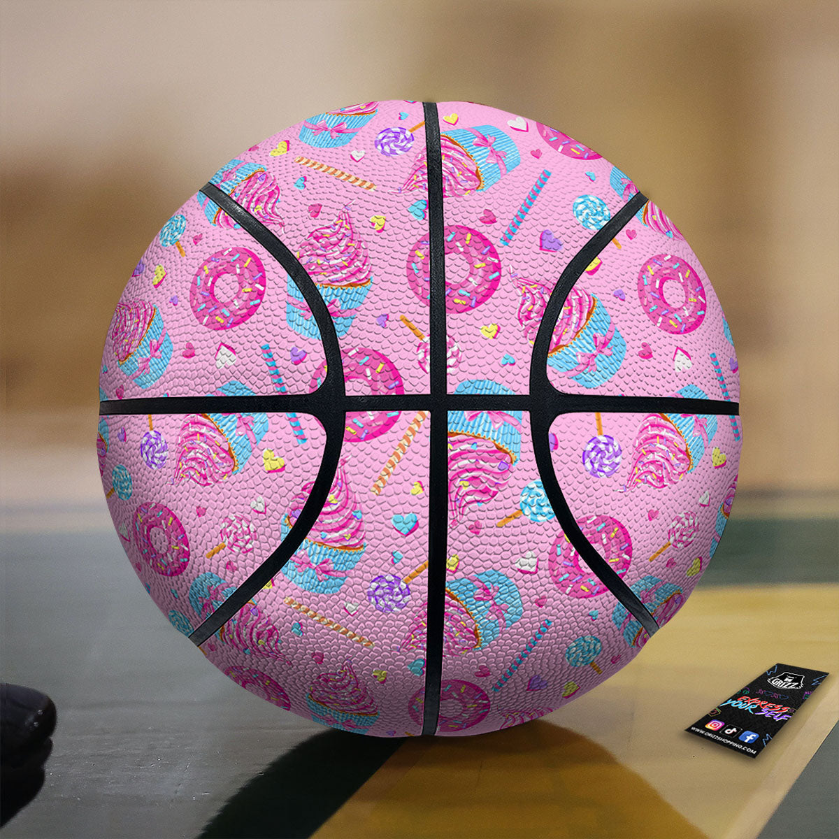 Cupcake Pink Print Pattern Basketball-grizzshop