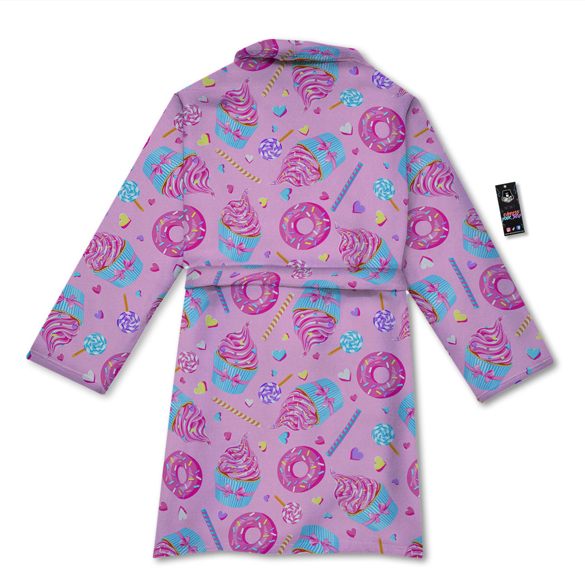 Cupcake Pink Print Pattern Bathrobe-grizzshop