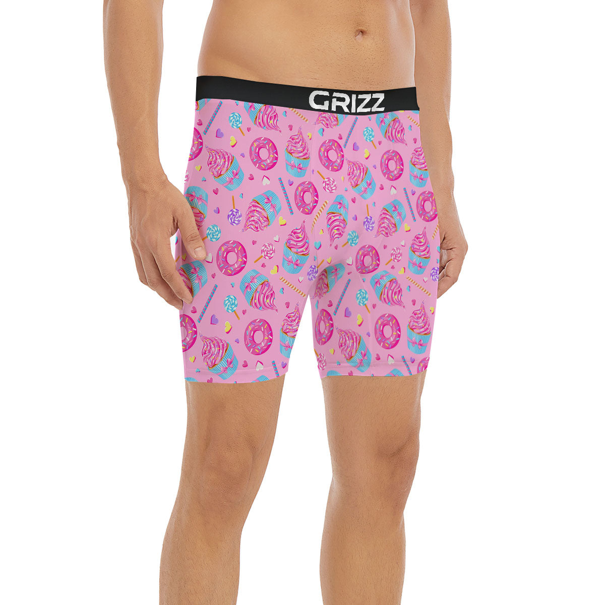 Cupcake Pink Print Pattern Boxer Briefs-grizzshop