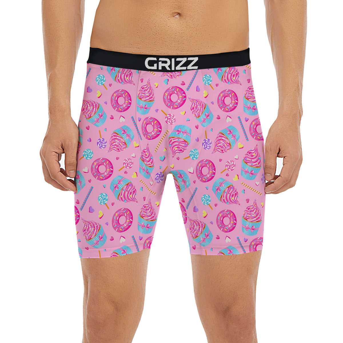 Cupcake Pink Print Pattern Boxer Briefs-grizzshop