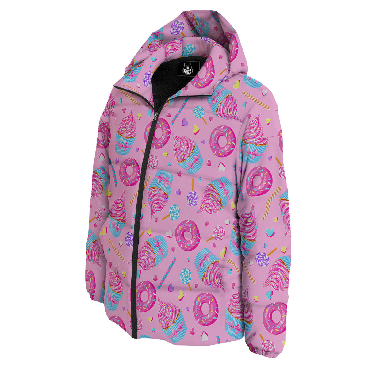 Cupcake Pink Print Pattern Down Jacket-grizzshop