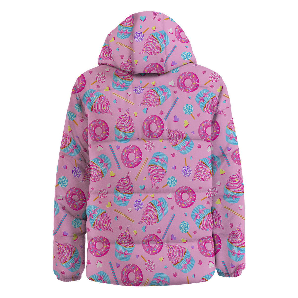Cupcake Pink Print Pattern Down Jacket-grizzshop
