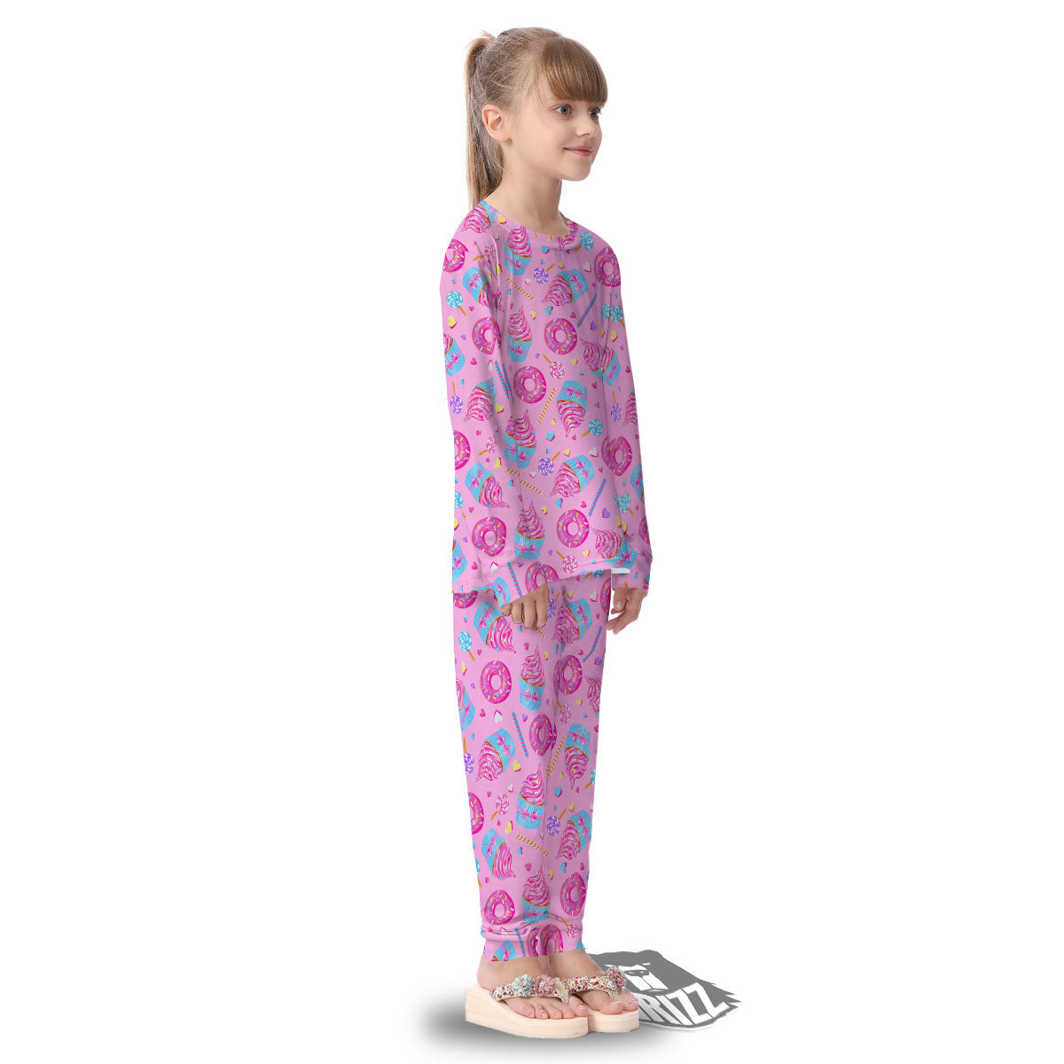 Cupcake Pink Print Pattern Kid's Pajamas-grizzshop