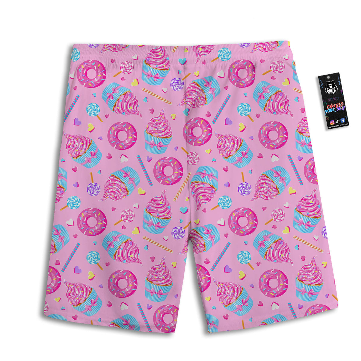 Cupcake Pink Print Pattern Men's Athletic Shorts