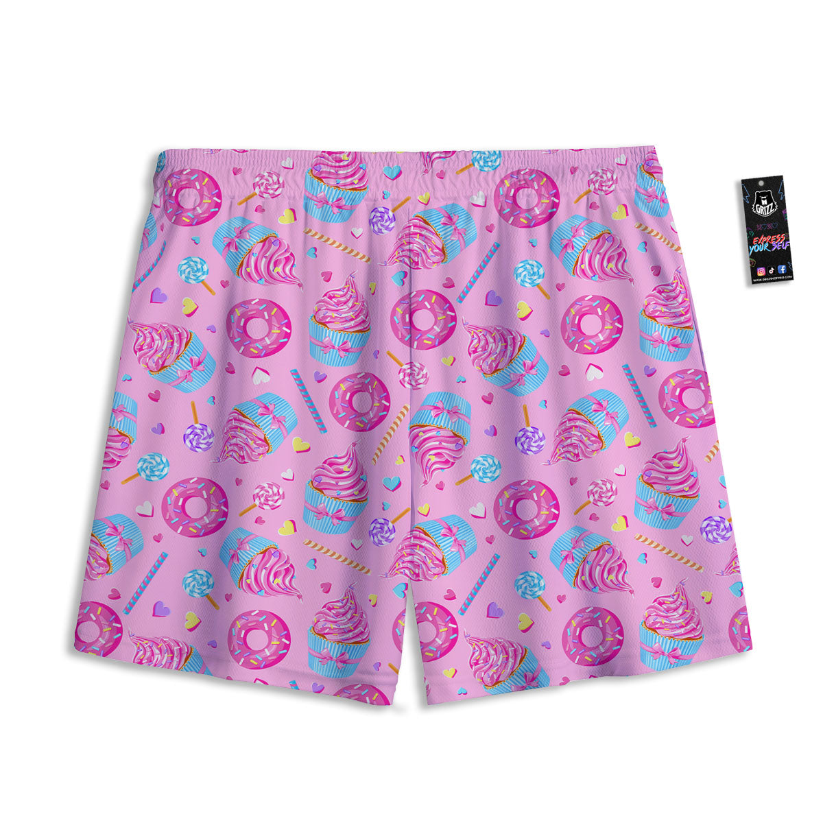 Cupcake Pink Print Pattern Mesh Shorts