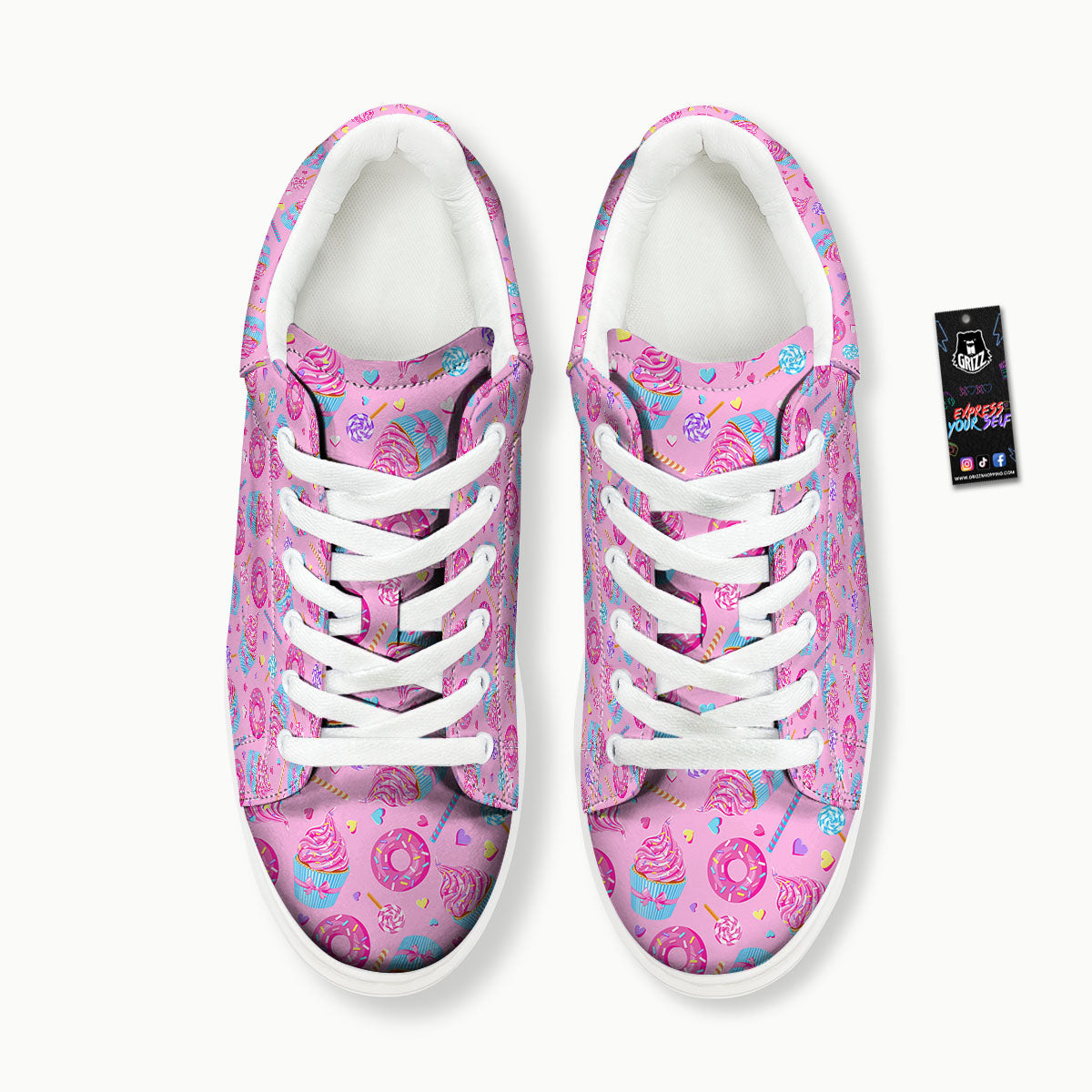Cupcake Pink Print Pattern Platform Shoes-grizzshop