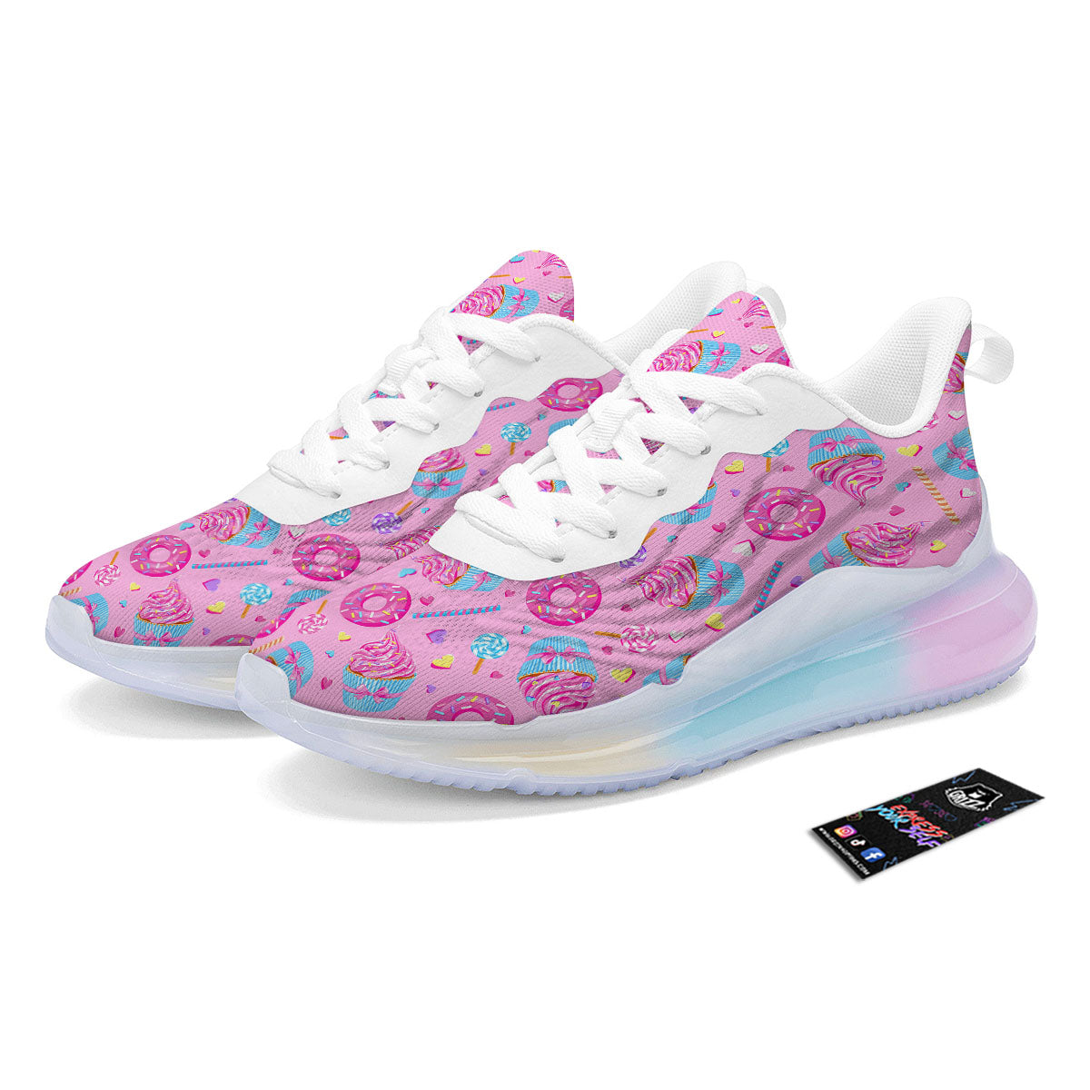 Cupcake Pink Print Pattern Running Sneakers-grizzshop