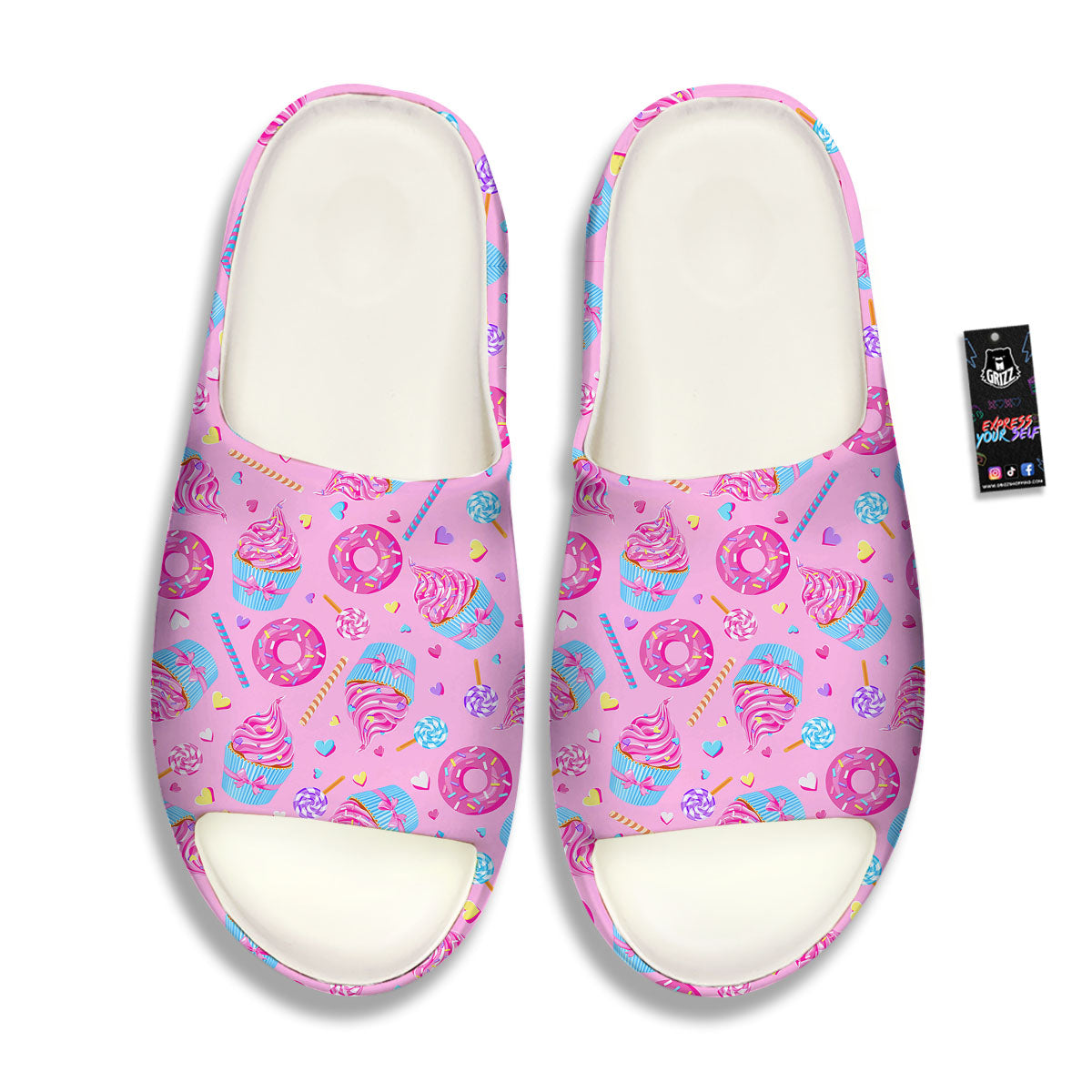 Cupcake Pink Print Pattern Sandals-grizzshop