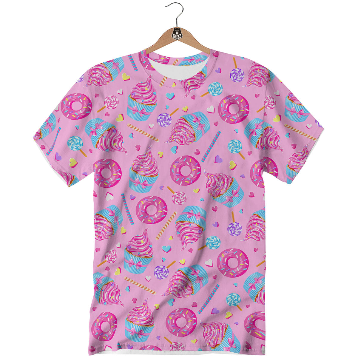 Cupcake Pink Print Pattern T-Shirt-grizzshop