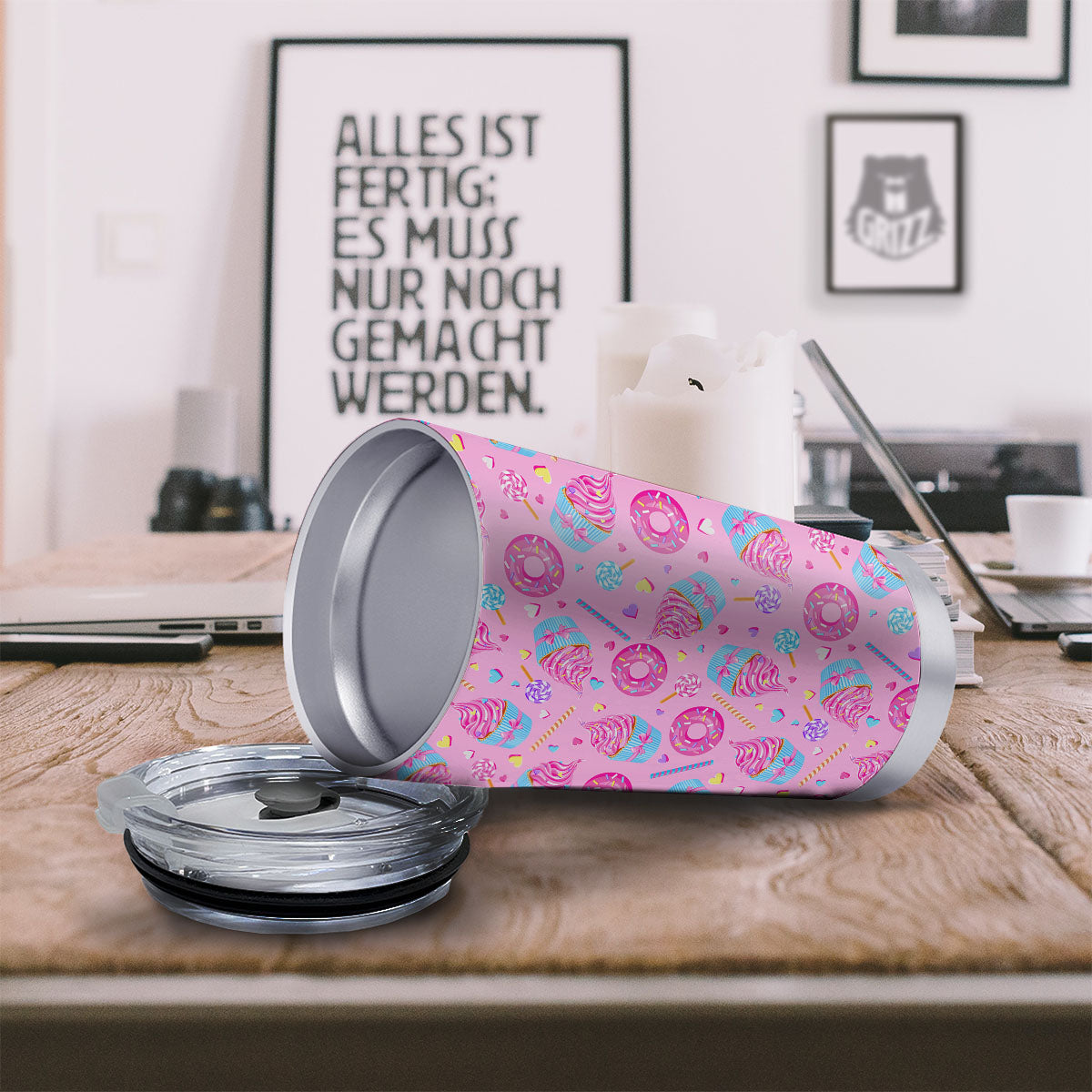 Cupcake Pink Print Pattern Tumbler-grizzshop
