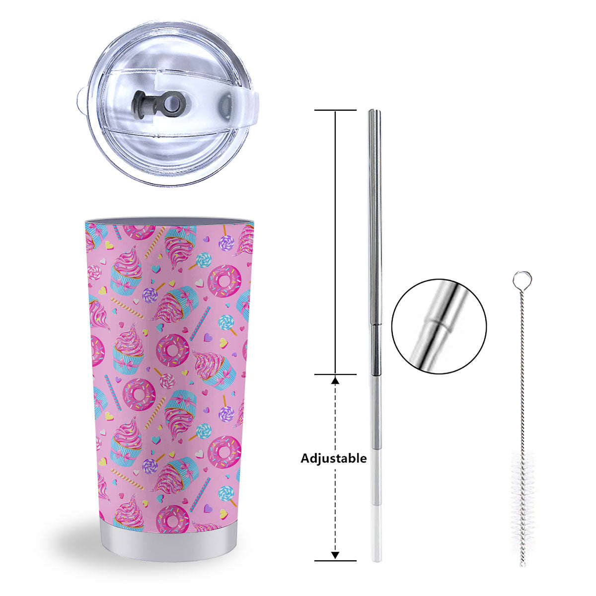 Cupcake Pink Print Pattern Tumbler-grizzshop