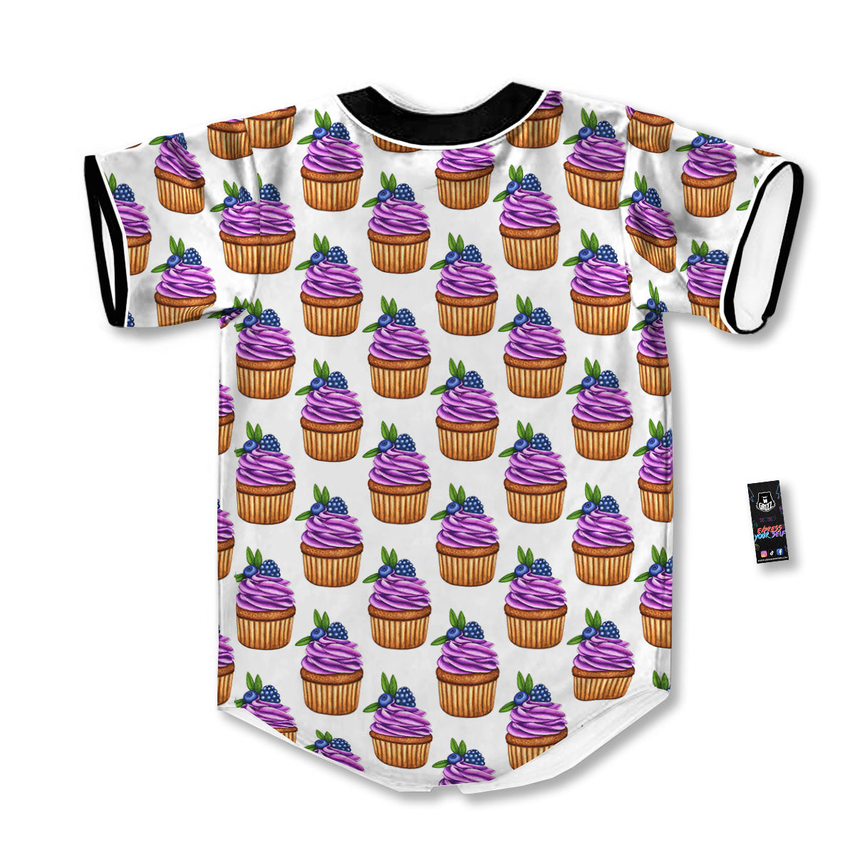 Cupcake Purple Print Pattern Baseball Jersey-grizzshop
