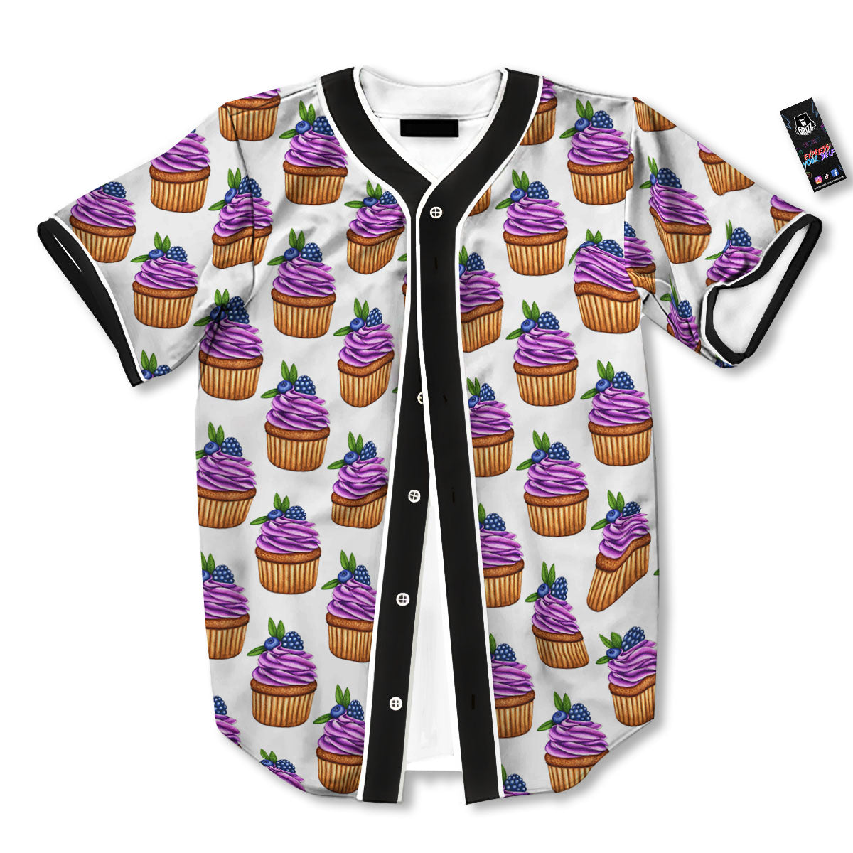 Cupcake Purple Print Pattern Baseball Jersey-grizzshop