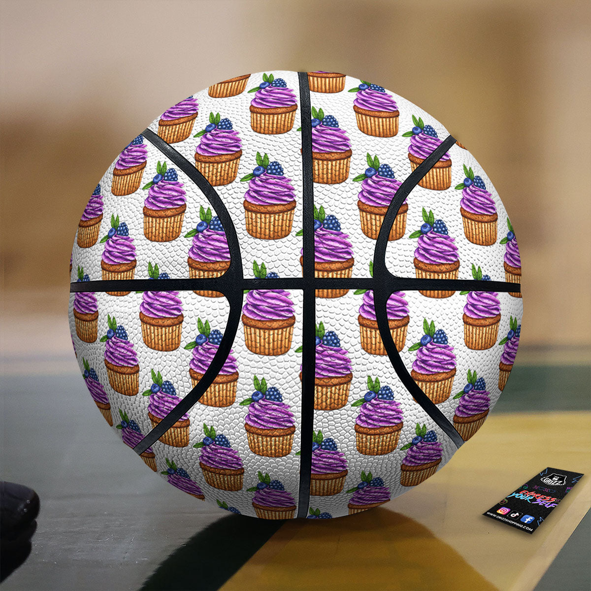 Cupcake Purple Print Pattern Basketball-grizzshop