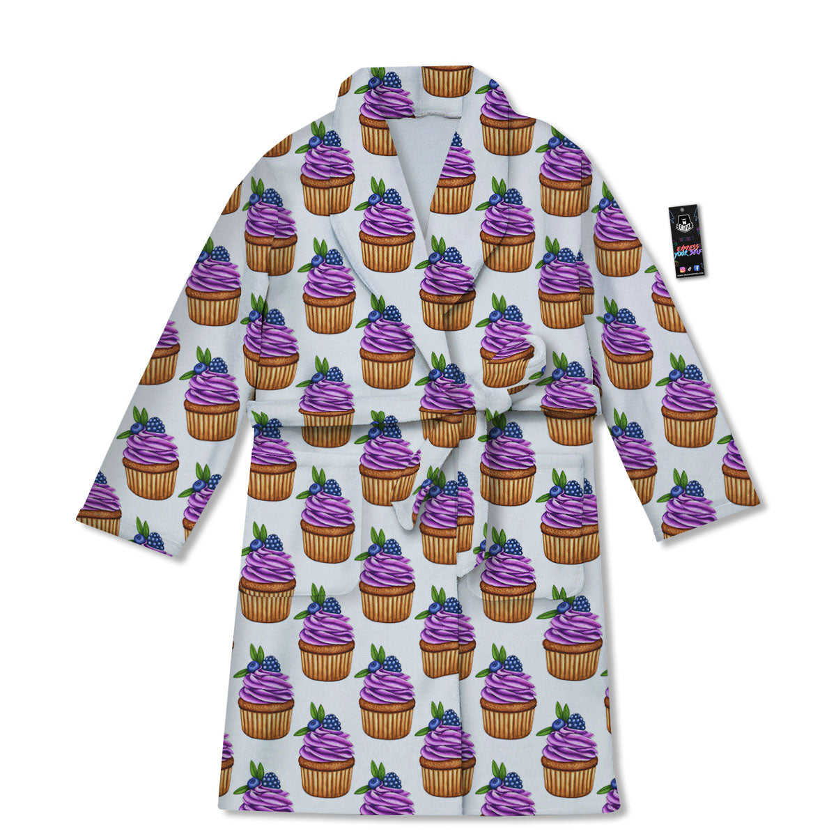 Cupcake Purple Print Pattern Bathrobe-grizzshop