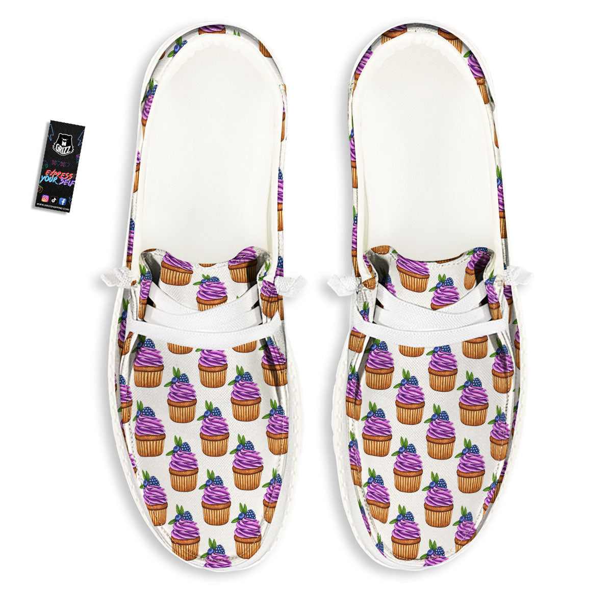 Cupcake Purple Print Pattern Black Loafers-grizzshop