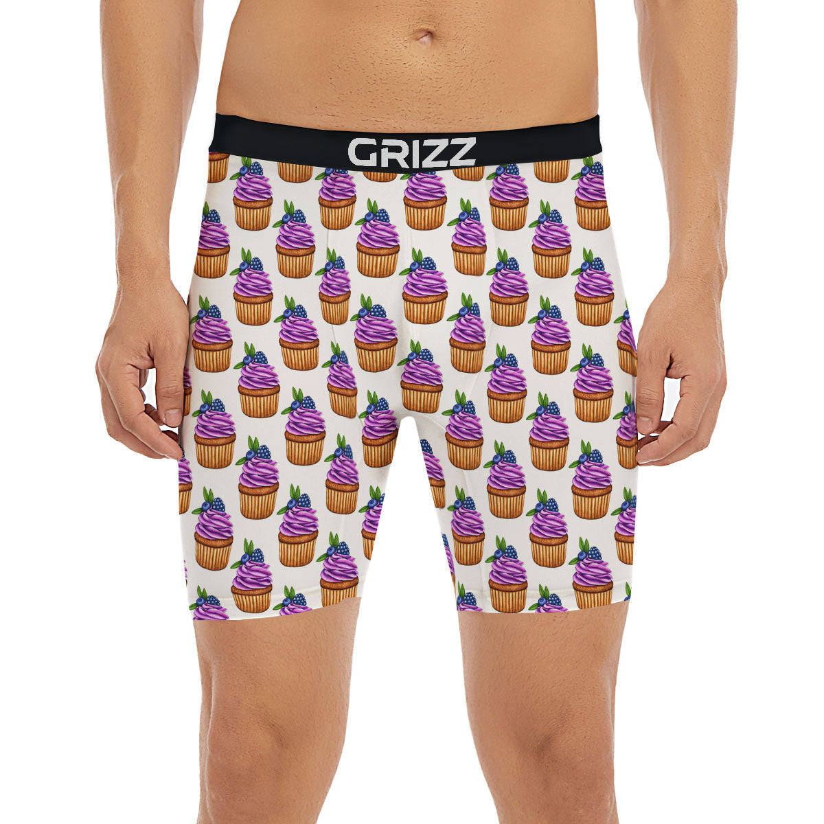 Cupcake Purple Print Pattern Boxer Briefs-grizzshop
