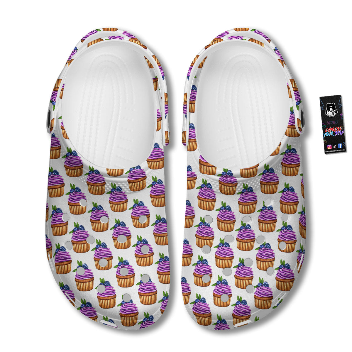 Cupcake Purple Print Pattern Clog-grizzshop