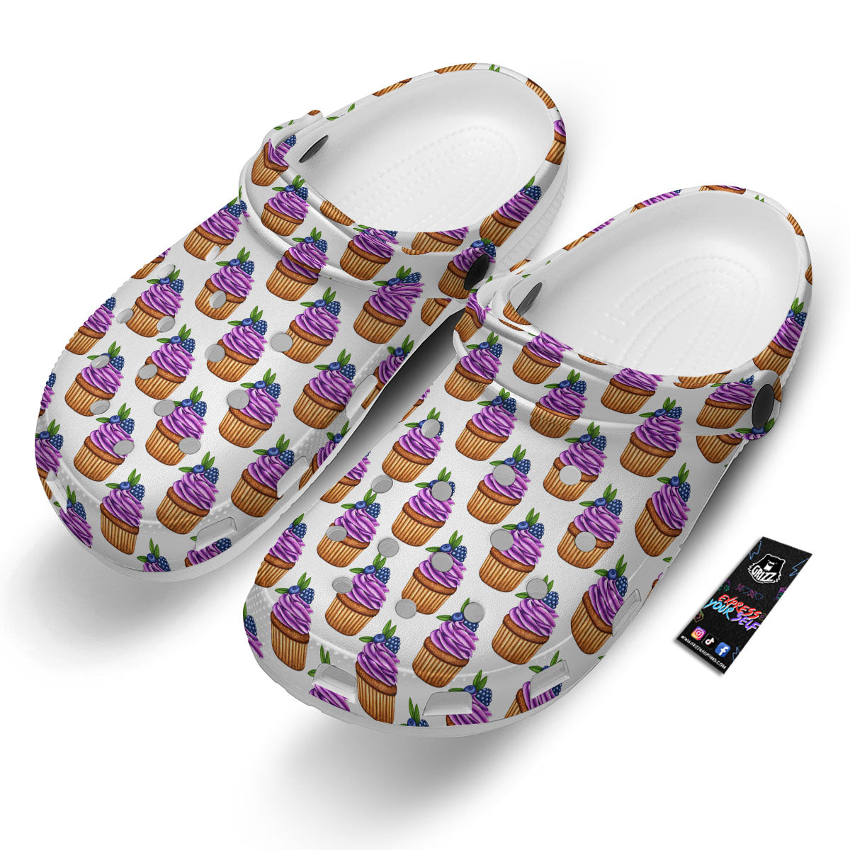 Cupcake Purple Print Pattern Clog-grizzshop