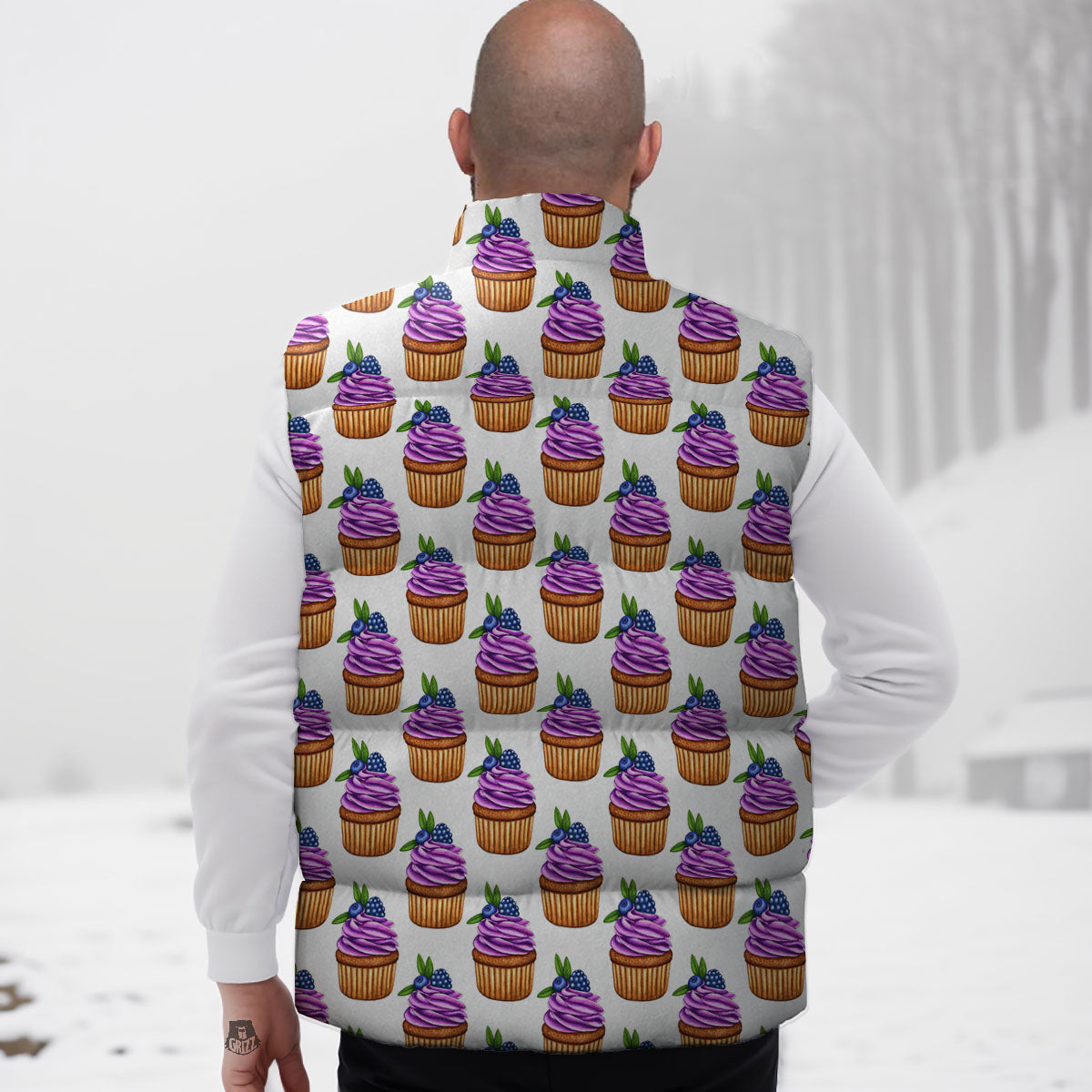 Cupcake Purple Print Pattern Down Vest