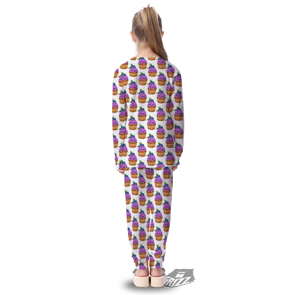 Cupcake Purple Print Pattern Kid's Pajamas-grizzshop