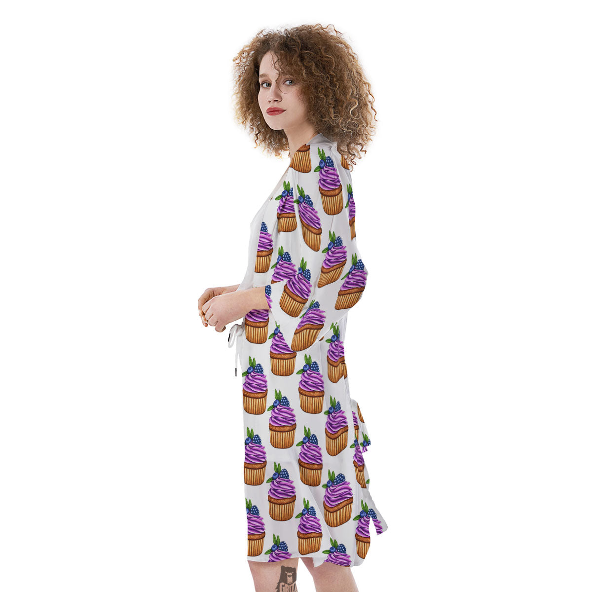 Cupcake Purple Print Pattern Kimono-grizzshop