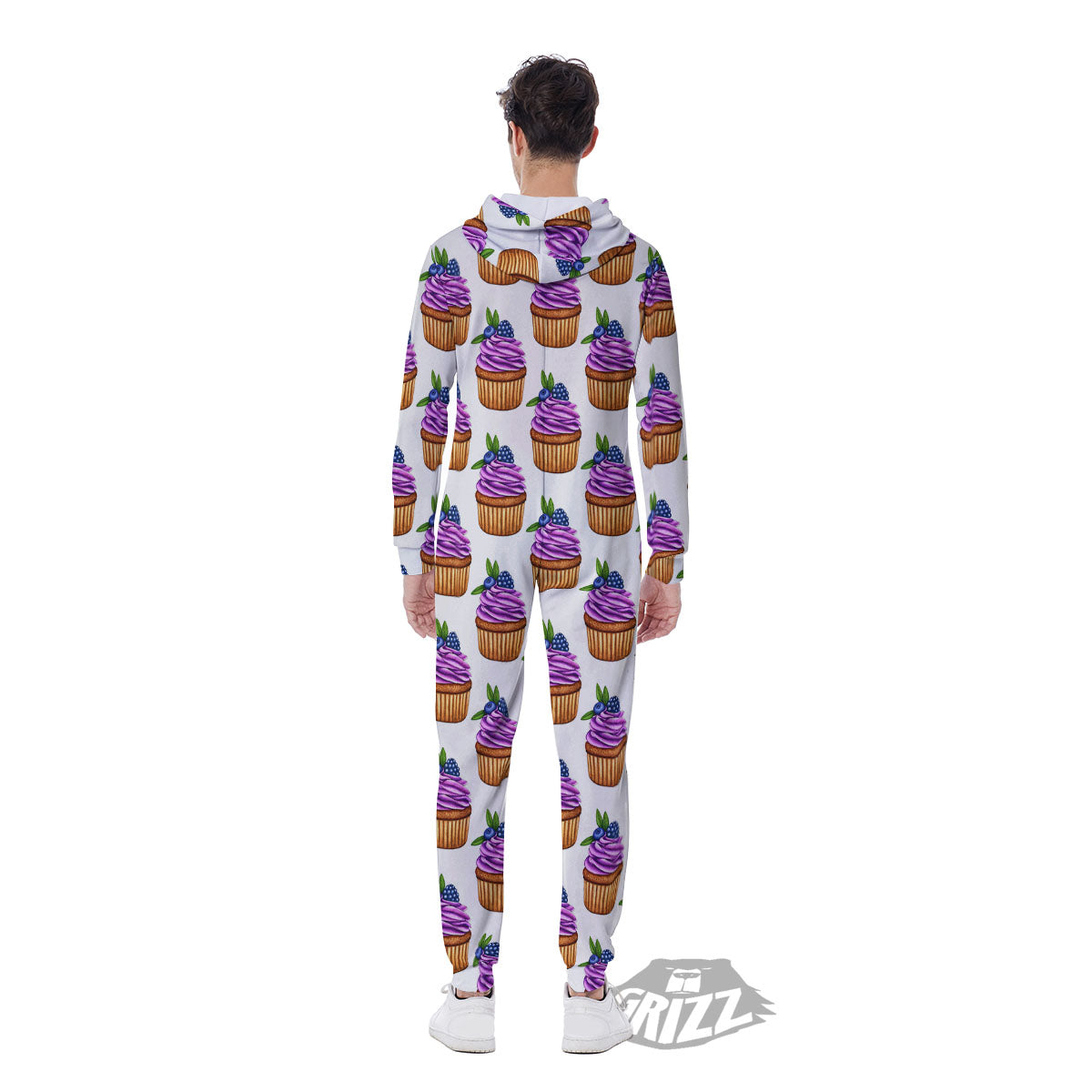 Cupcake Purple Print Pattern Men's Jumpsuit-grizzshop