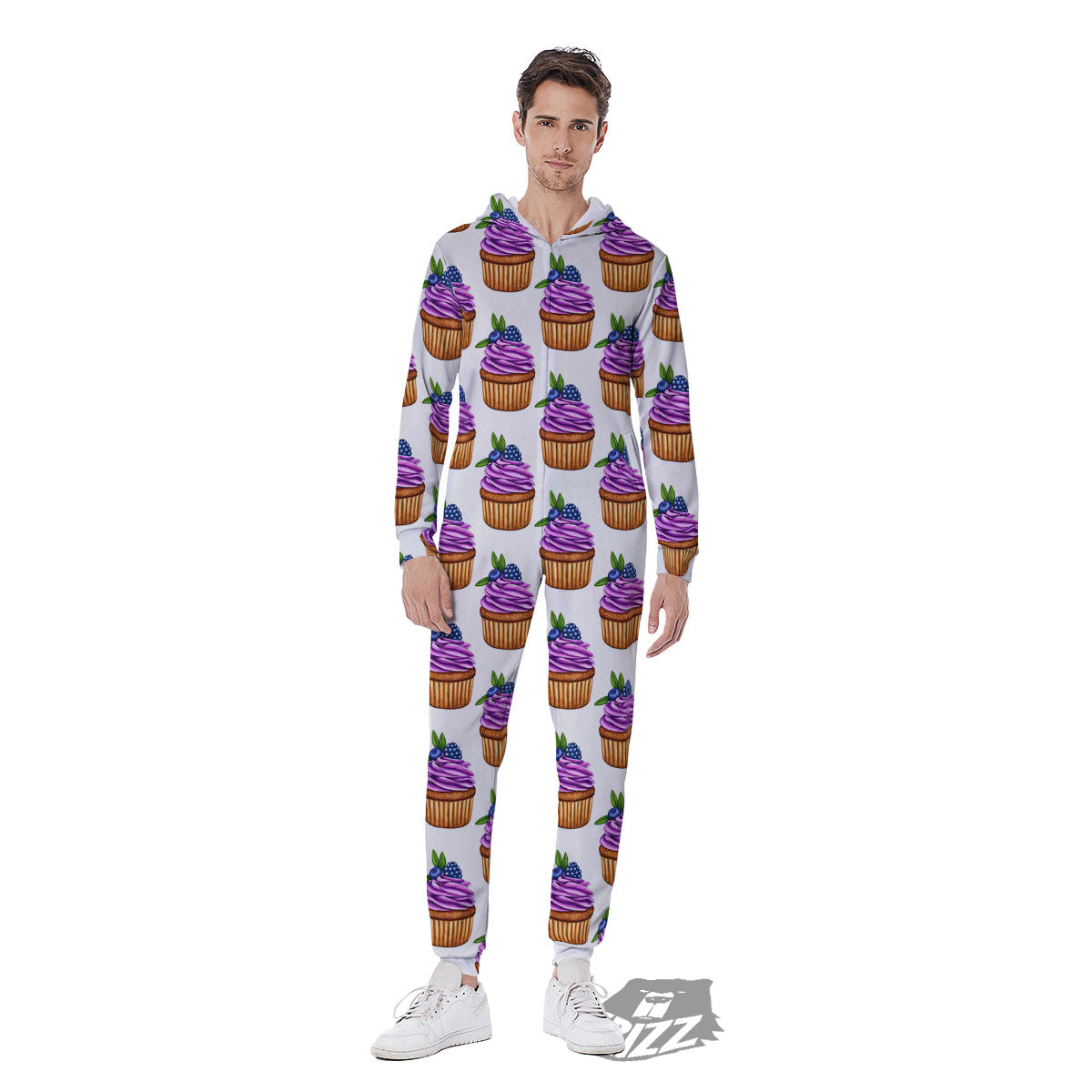 Cupcake Purple Print Pattern Men's Jumpsuit-grizzshop