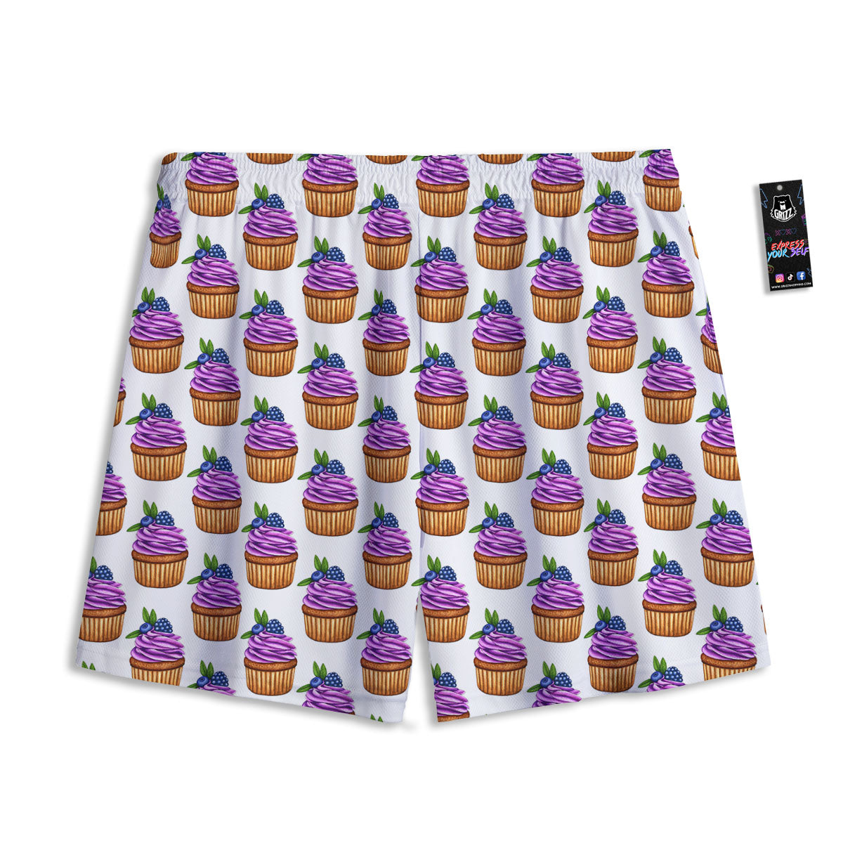Cupcake Purple Print Pattern Mesh Shorts