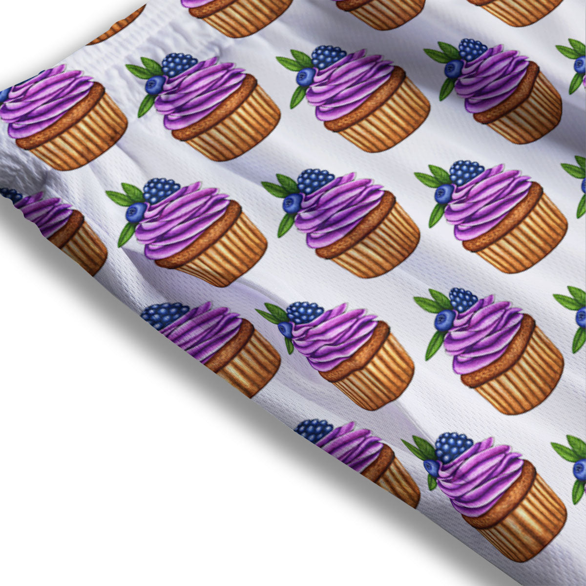 Cupcake Purple Print Pattern Mesh Shorts