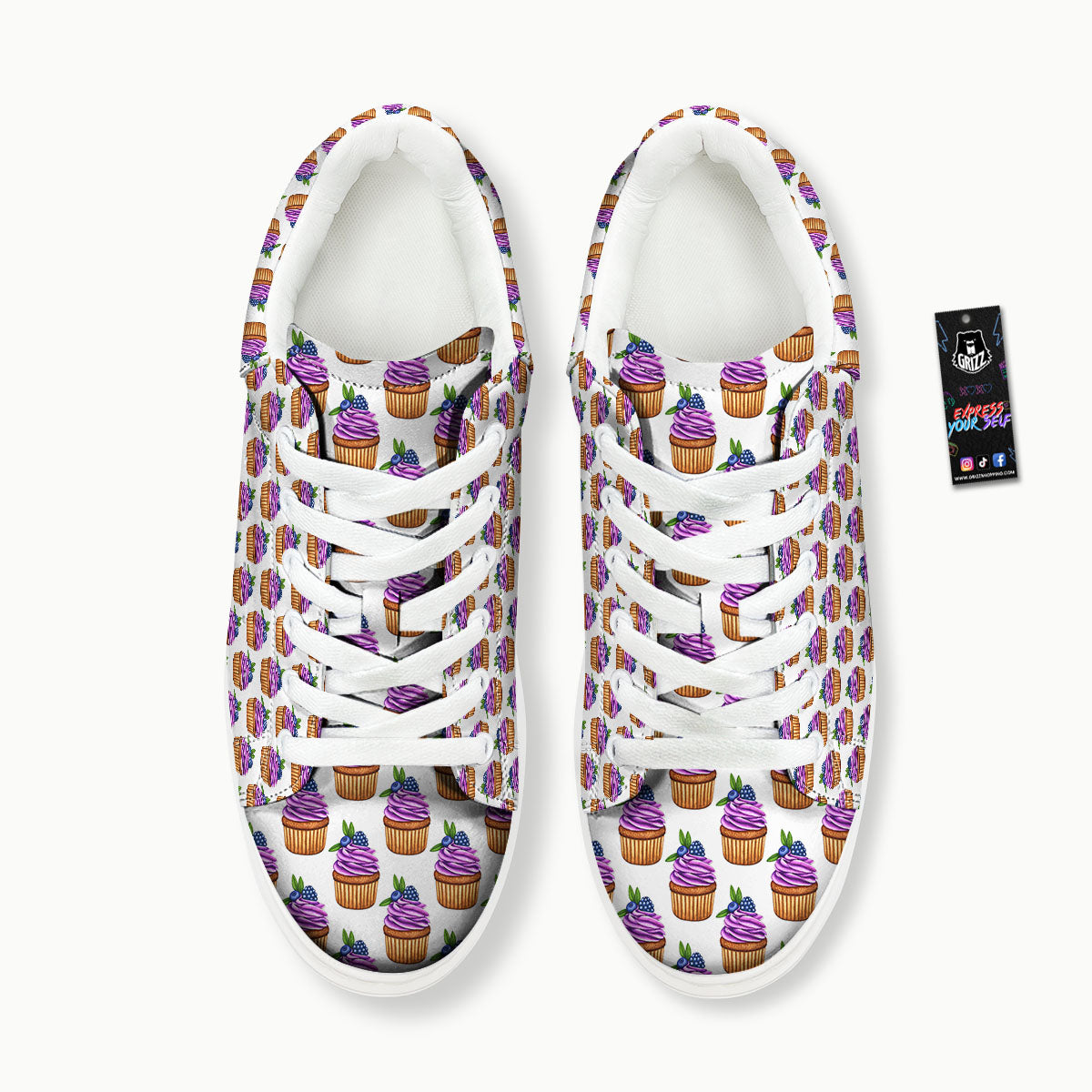 Cupcake Purple Print Pattern Platform Shoes-grizzshop