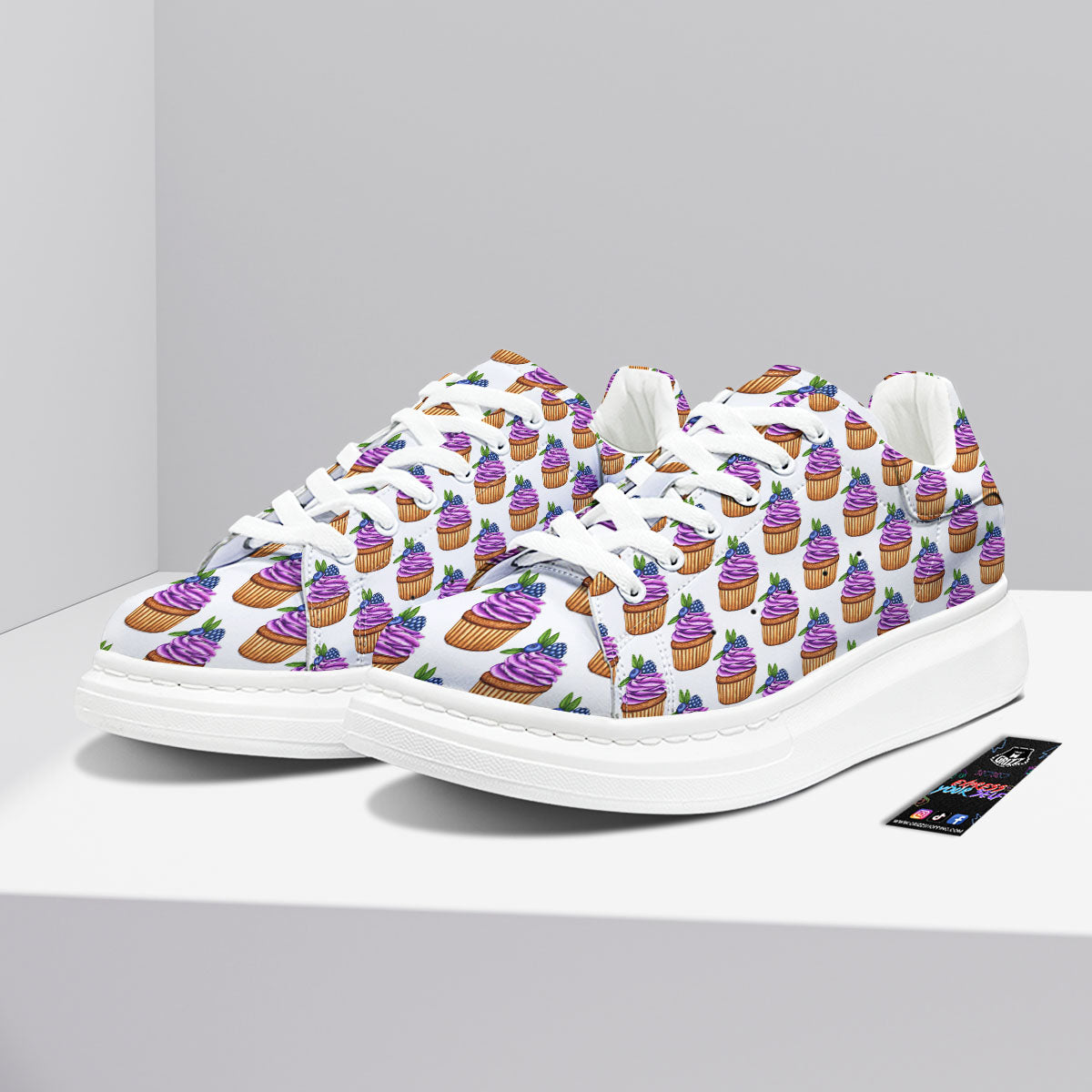 Cupcake Purple Print Pattern Platform Shoes-grizzshop