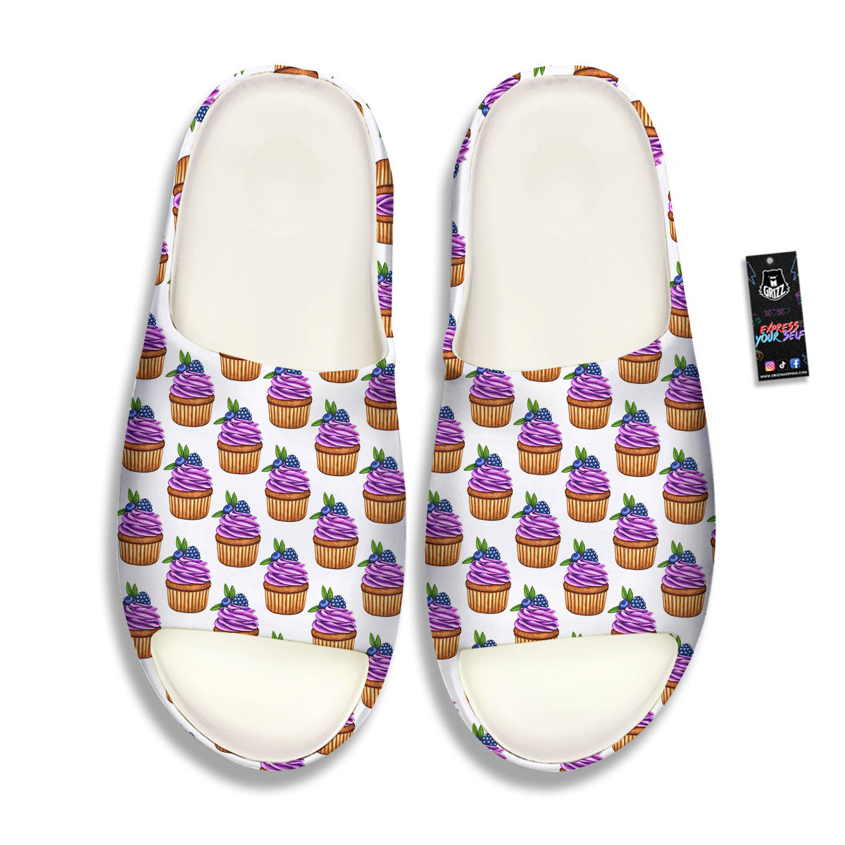 Cupcake Purple Print Pattern Sandals-grizzshop