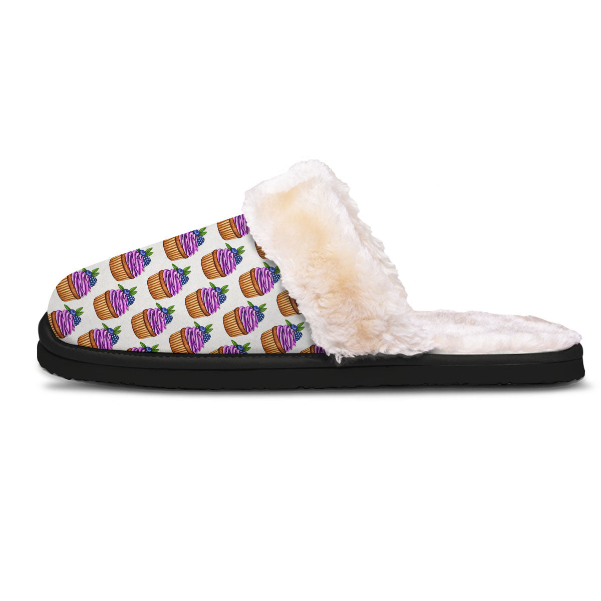 Cupcake Purple Print Pattern Slippers-grizzshop