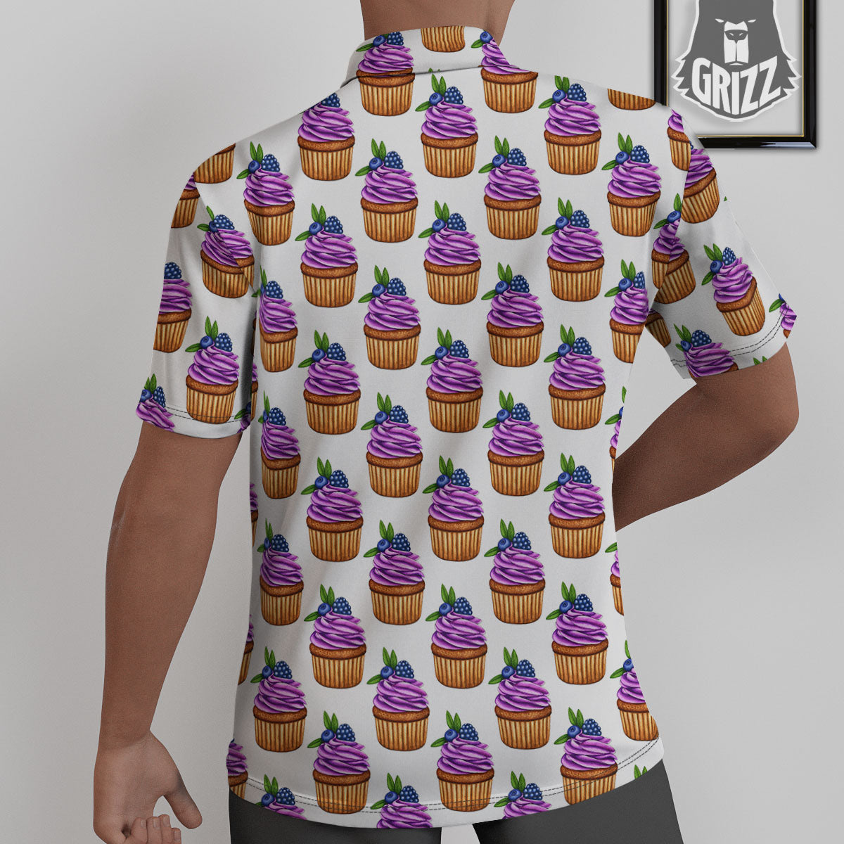 Cupcake Purple Print Pattern Untucked Shirts-grizzshop