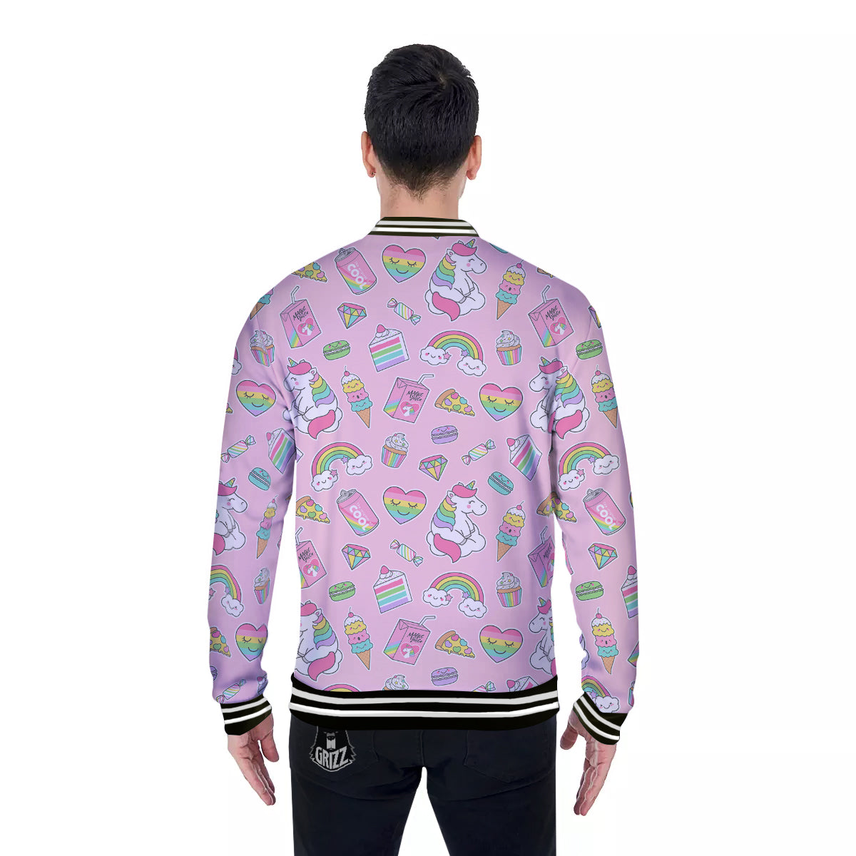 Cupcake Unicorn Print Pattern Baseball Jacket-grizzshop