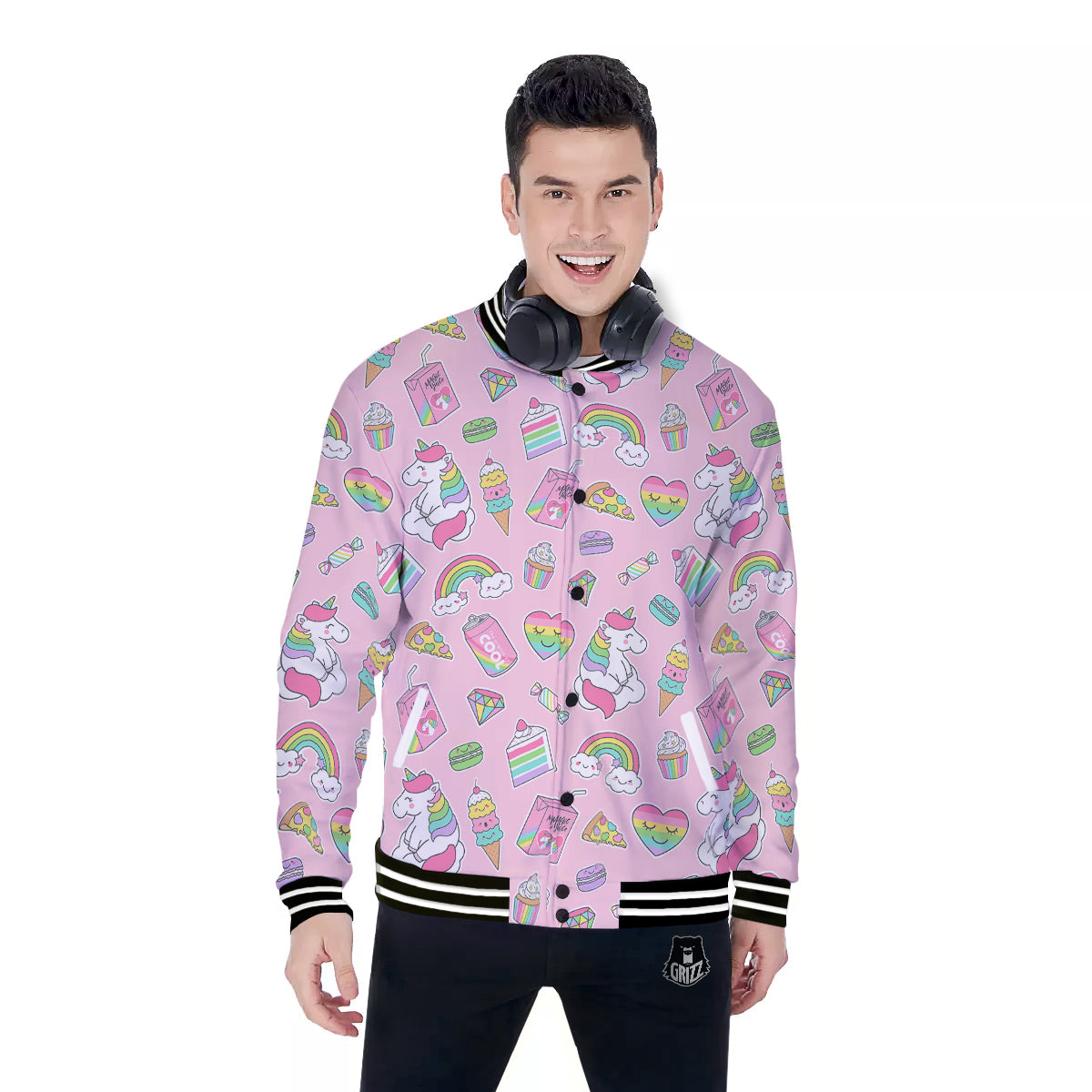 Cupcake Unicorn Print Pattern Baseball Jacket-grizzshop