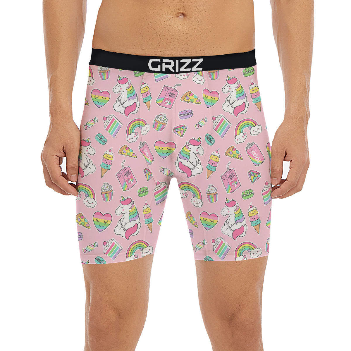 Cupcake Unicorn Print Pattern Boxer Briefs-grizzshop