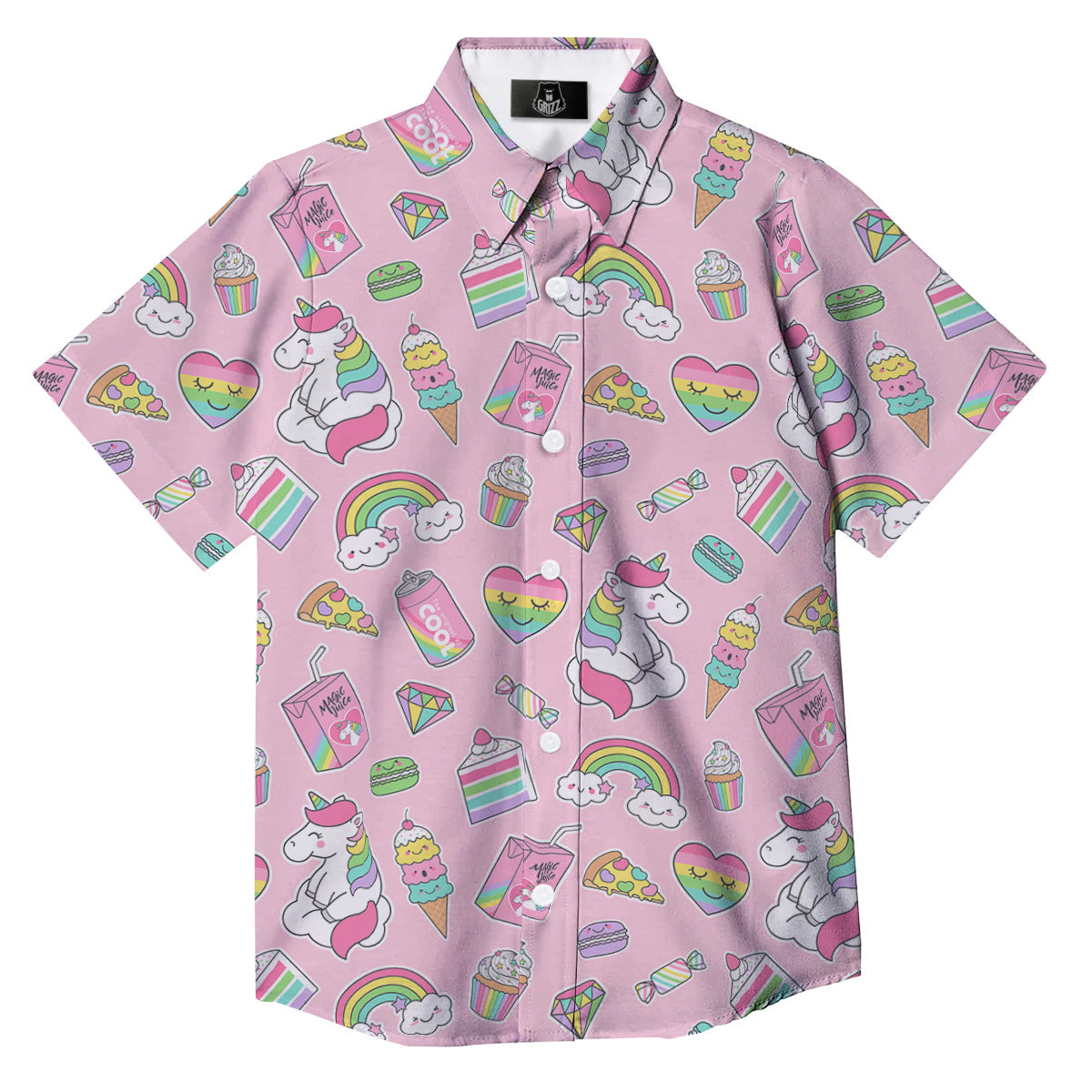 Cupcake Unicorn Print Pattern Button Up Shirt-grizzshop