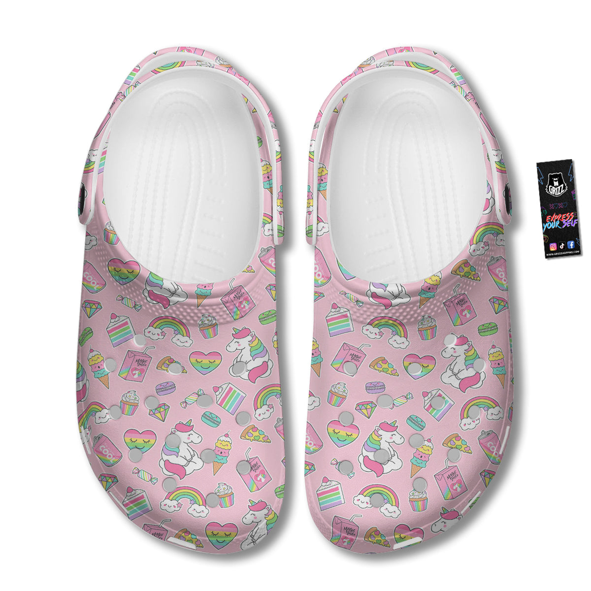 Cupcake Unicorn Print Pattern Clog-grizzshop