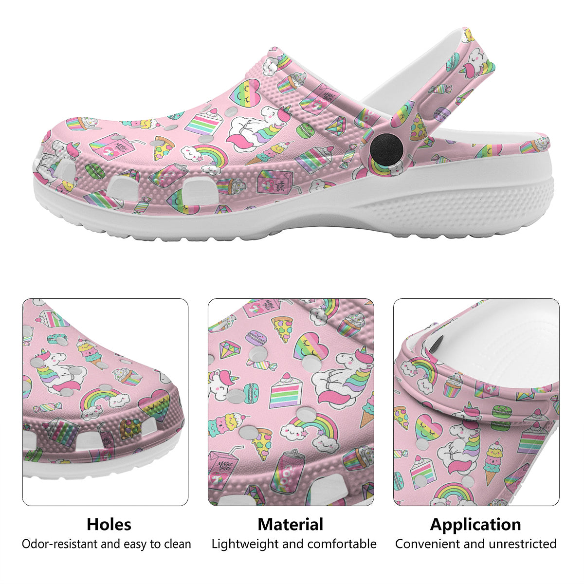 Cupcake Unicorn Print Pattern Clog-grizzshop