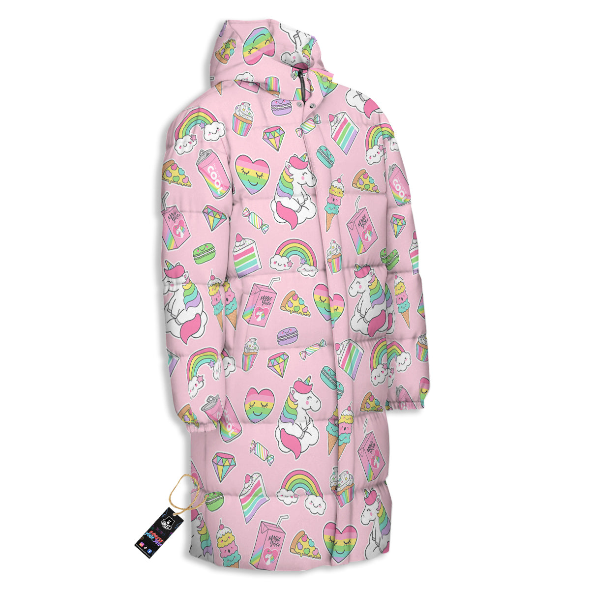 Cupcake Unicorn Print Pattern Long Down Jacket-grizzshop