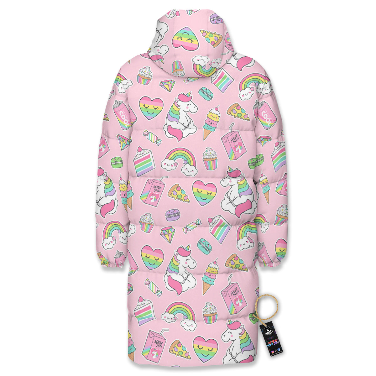 Cupcake Unicorn Print Pattern Long Down Jacket-grizzshop