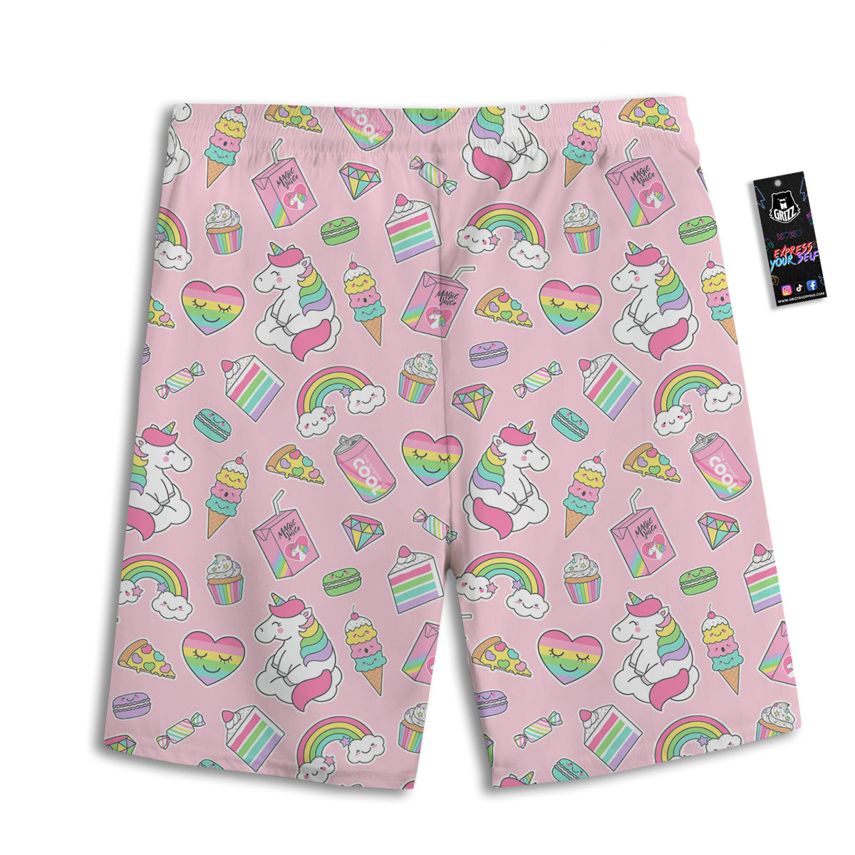 Cupcake Unicorn Print Pattern Men's Athletic Shorts
