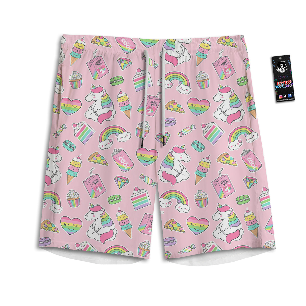 Cupcake Unicorn Print Pattern Men's Athletic Shorts