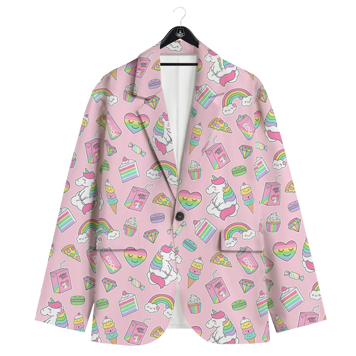 Cupcake Unicorn Print Pattern Men's Sport Coat-grizzshop