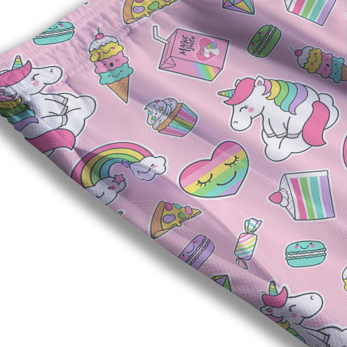 Cupcake Unicorn Print Pattern Mesh Shorts