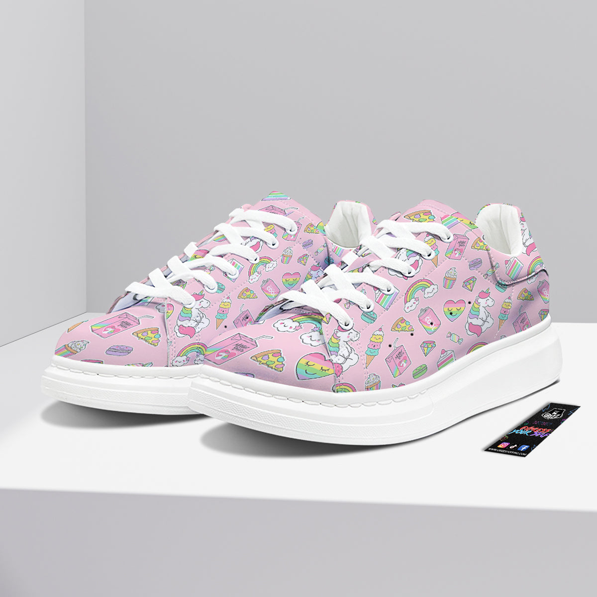 Cupcake Unicorn Print Pattern Platform Shoes-grizzshop